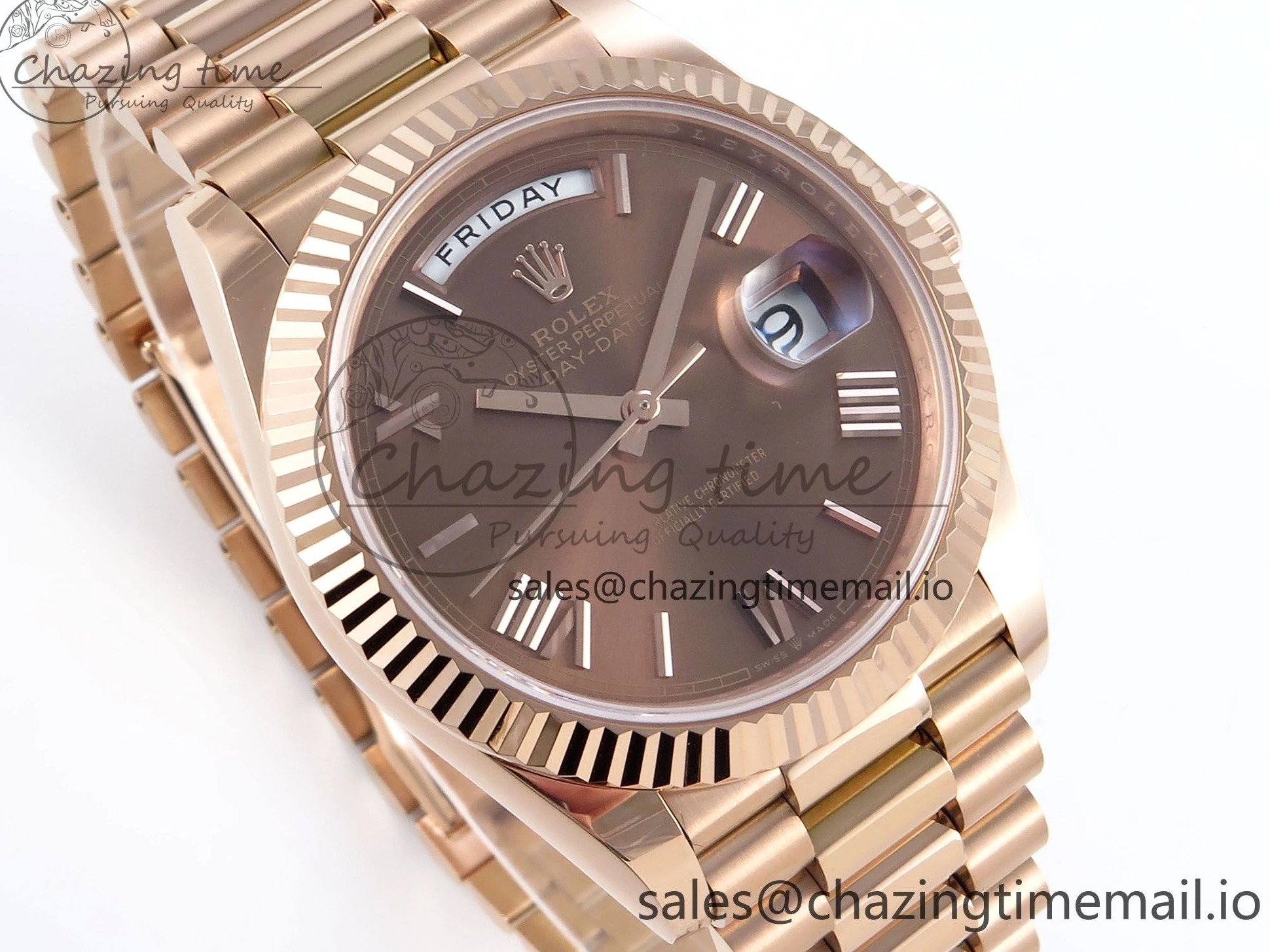 (Gain Best 40 RG A2836 Brown 228235 1:1 Weight) Noob Dial Edition Roman Bracelet President Date Day on 0326